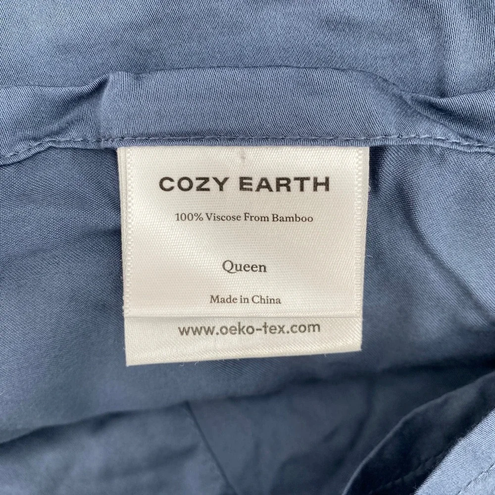 Cozy Earth Flat Sheet Queen Pacific Blue 100% Viscose Bamboo Cooling Bedding